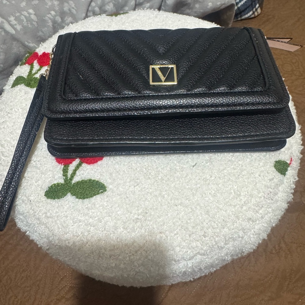 PINK Victoria's Secret Black Quilted Clutch